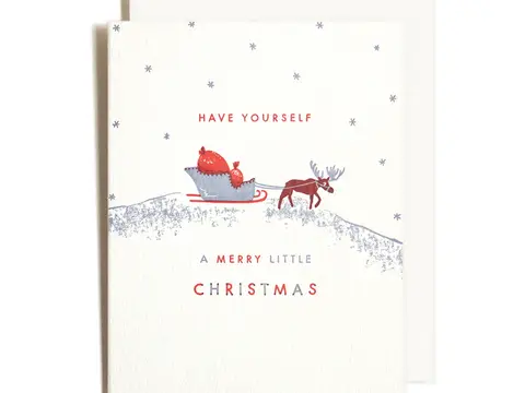 Little Christmas Moose Letterpress Card by Homework Letterpress